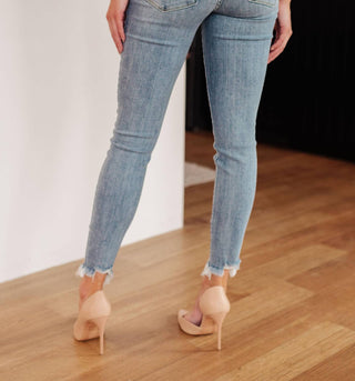 Judy Blue - Mid Rise Release Waistband Detail Skinny Jeans