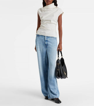 Ganni - Stretch Cotton Ruched Top