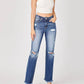 Risen - Full Size Raw Hem Distressed Straight Jeans