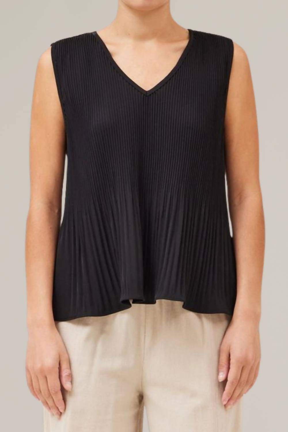 Grade & Gather - Pleated V-Neck Blouse