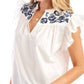 Karen Kane - Embroidered Ruffle Sleeve Top