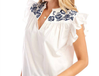 Karen Kane - Embroidered Ruffle Sleeve Top