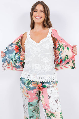 Paparazzi - Embroidered Woven Tank w/Crochet Trim