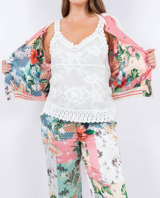 Paparazzi - Embroidered Woven Tank w/Crochet Trim