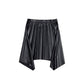 Omamimini - Faux Leather Hi-Low Pleated Skirt