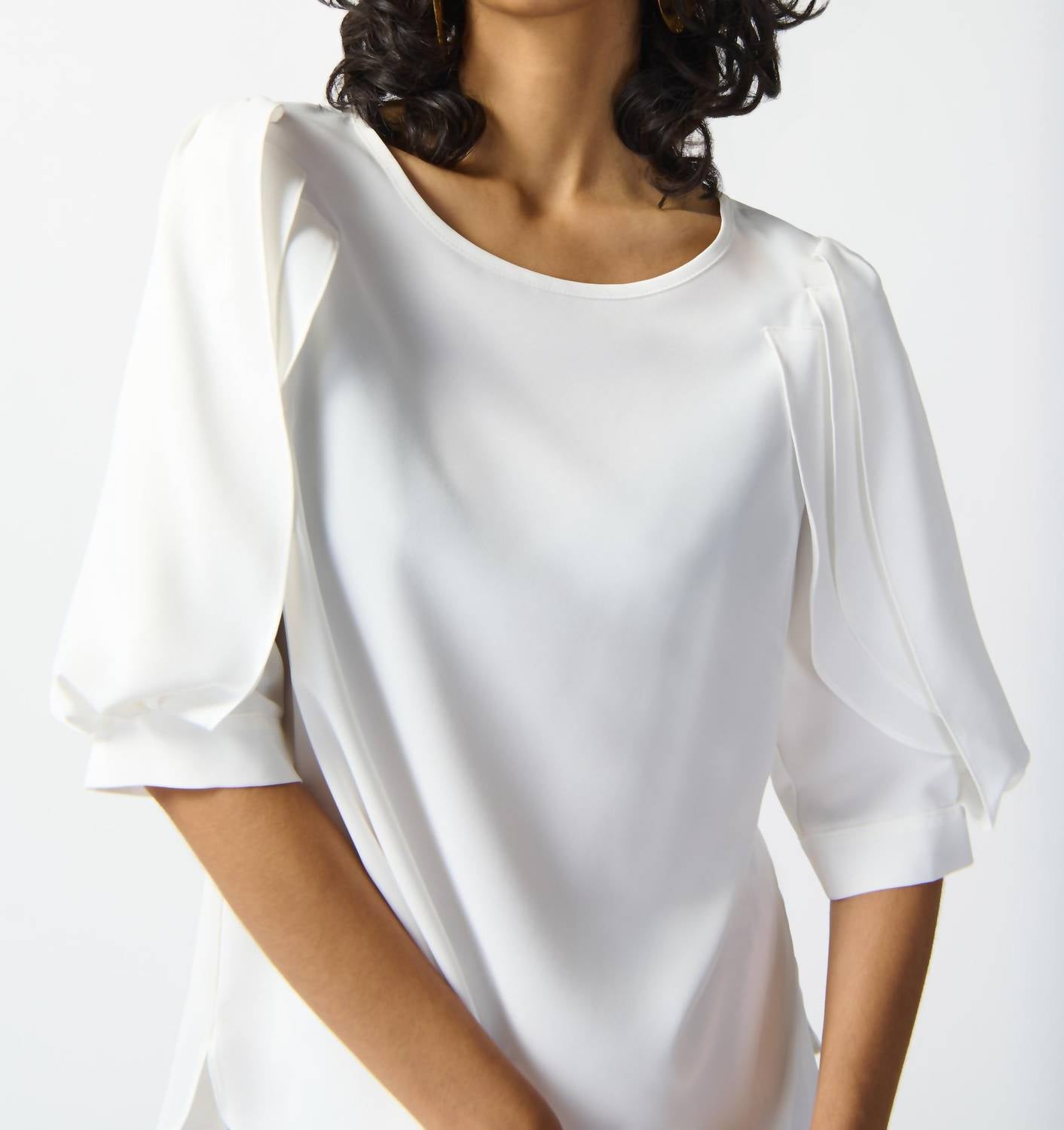 Joseph Ribkoff - Scoopneck Blouse With Pleated Sleeves
