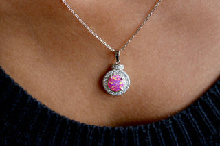 Allyanna Gifts - Women's Sterling Silver Circle Opal Necklace