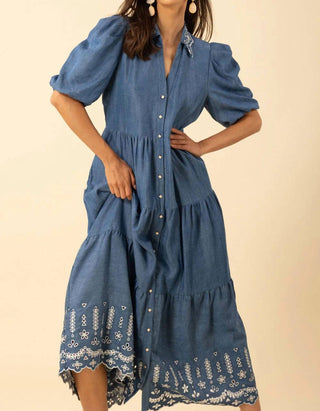 Hale Bob - Halebob Chambray Tencel Maxi Embroidery Dress