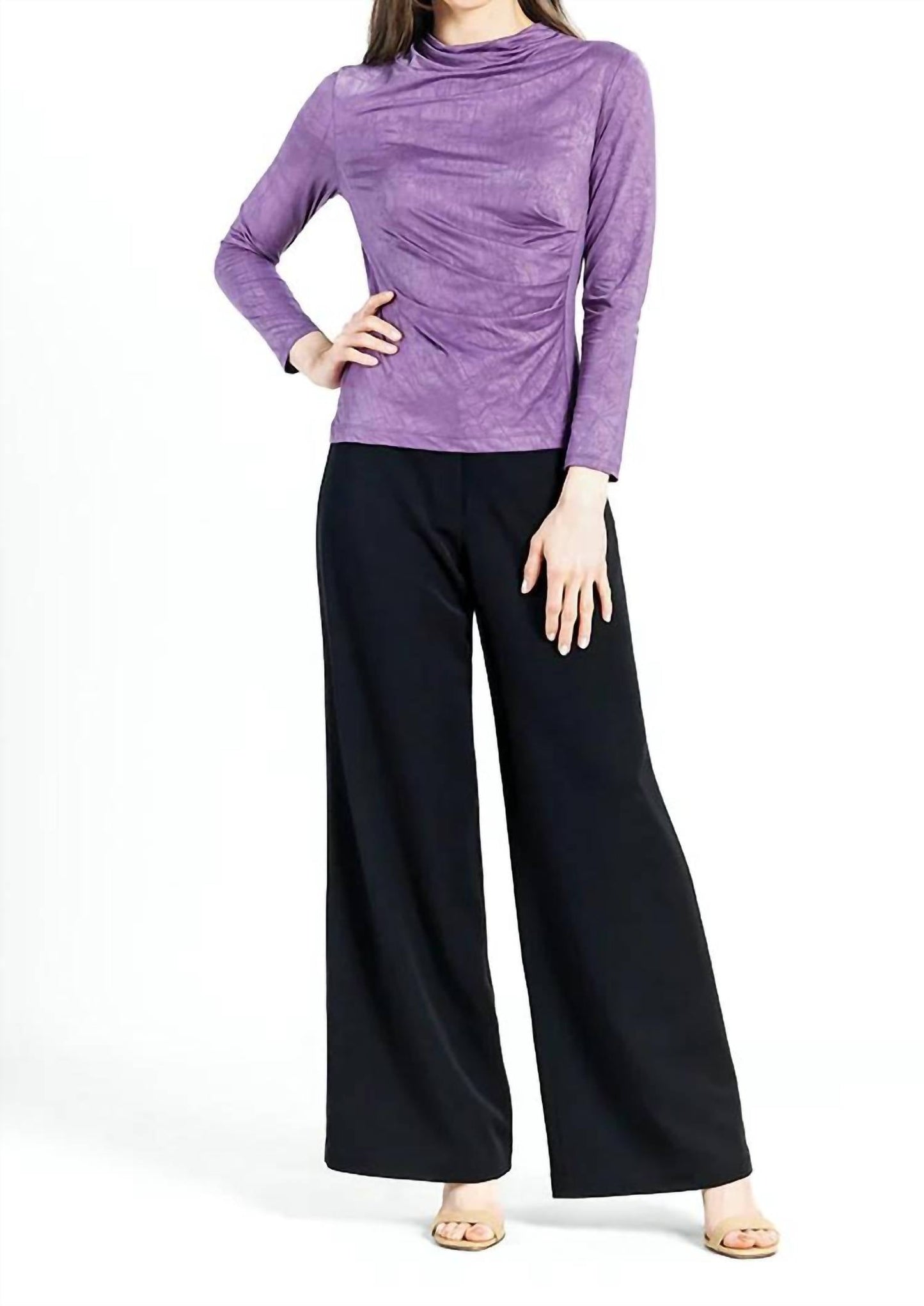 Clara Sunwoo - Drape Neck Crushed Silky Knit Top