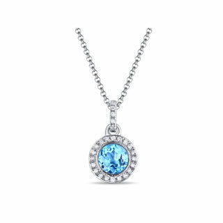 Diana M Jewels - 0.75 Cts Blue Topaz Diamond Pendant