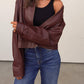 Allie Rose - Relaxed Long Sleeve Faux Leather Jacket