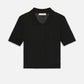 Frame - Ribbed Short Sleeves Cropped Polo Shirt