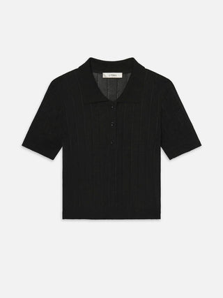 Frame - Ribbed Short Sleeves Cropped Polo Shirt