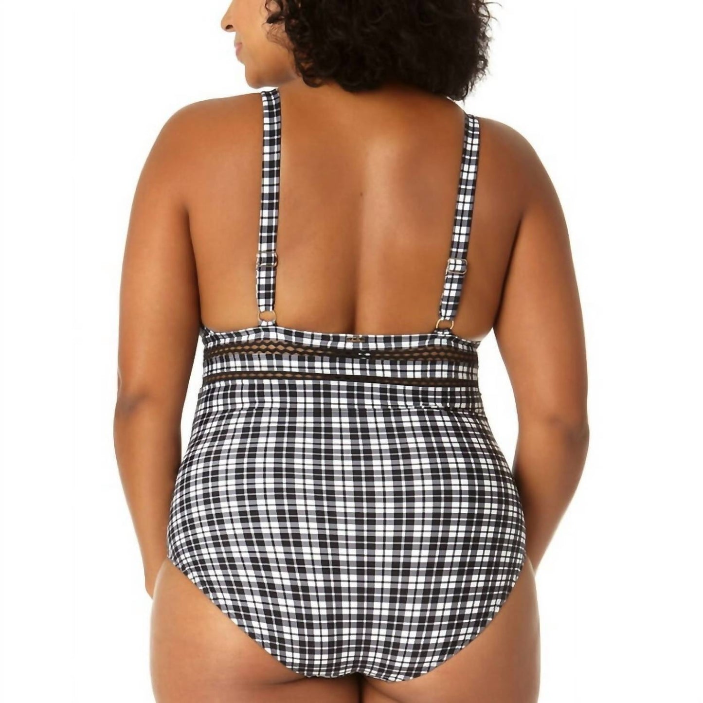 Anne Cole - Women's Ann Box Plaid Trim Insert One Piece