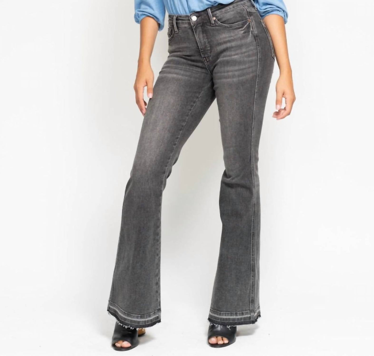 Judy Blue - Mid Rise Tummy Control Hem Release Flare Jeans