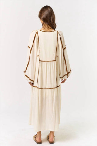 Lalavon - Scandi Style Embroidered Maxi Dress