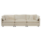 2-Piece Upholstered Living Room Sectional Sofa Set in Beige Chenille