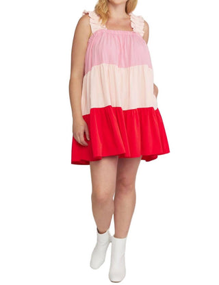 Entro - Color Block Tiered Dress - Plus