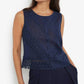 Apricot - Lace Hem Back Bow Sleeveless Top