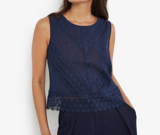 Apricot - Lace Hem Back Bow Sleeveless Top