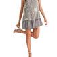 &Merci - Embellished Mixed Media Bubble Hem Mini Dress