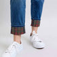 Judy Blue - Mid-rise Plaid Print Cuff Boyfriend Jeans