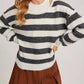 Bluivy - Women's Inner Tank Top Fuzzy Striped Knit Sweater