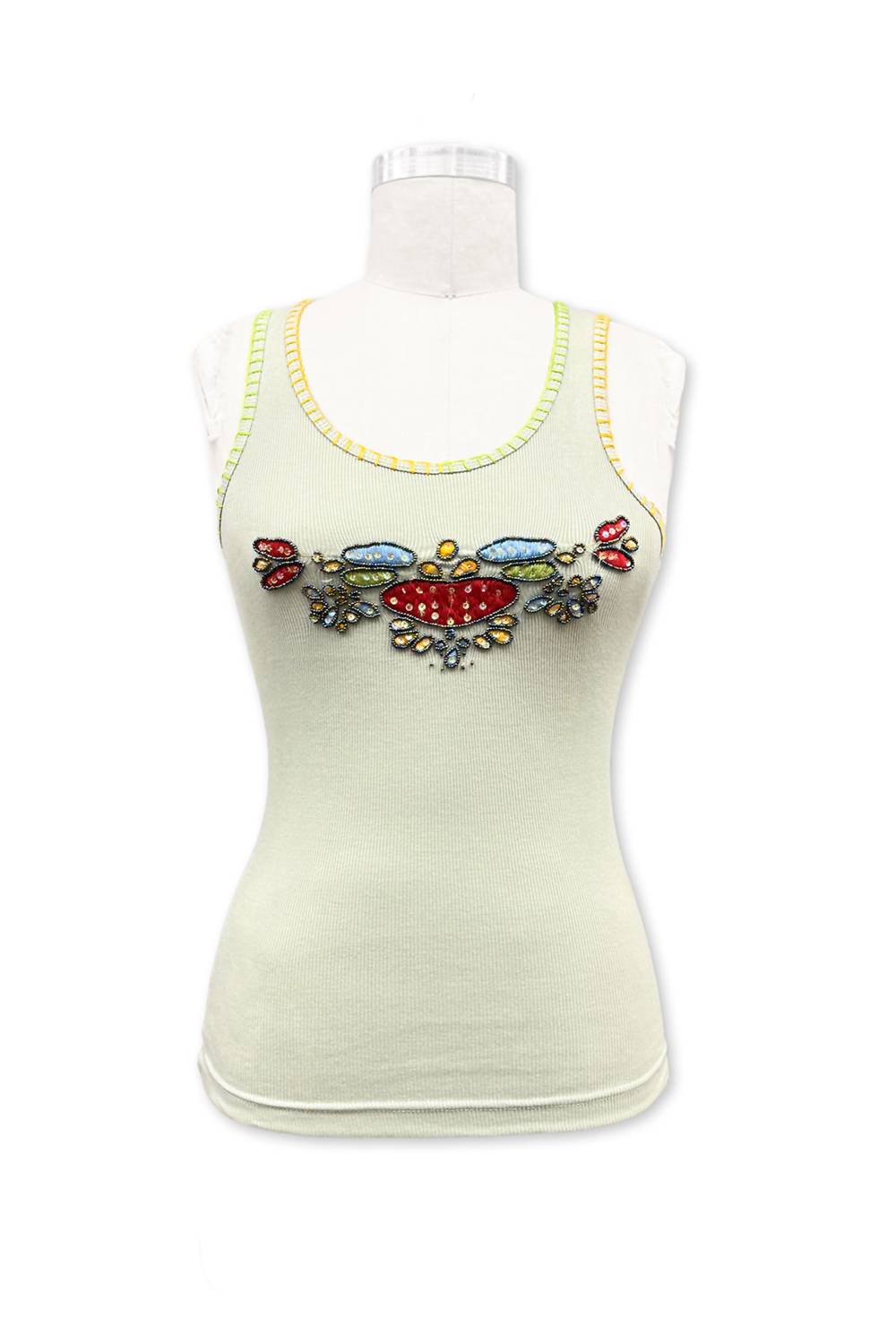 Paparazzi - Sleeveless Top With Embroidery & Beaded Works