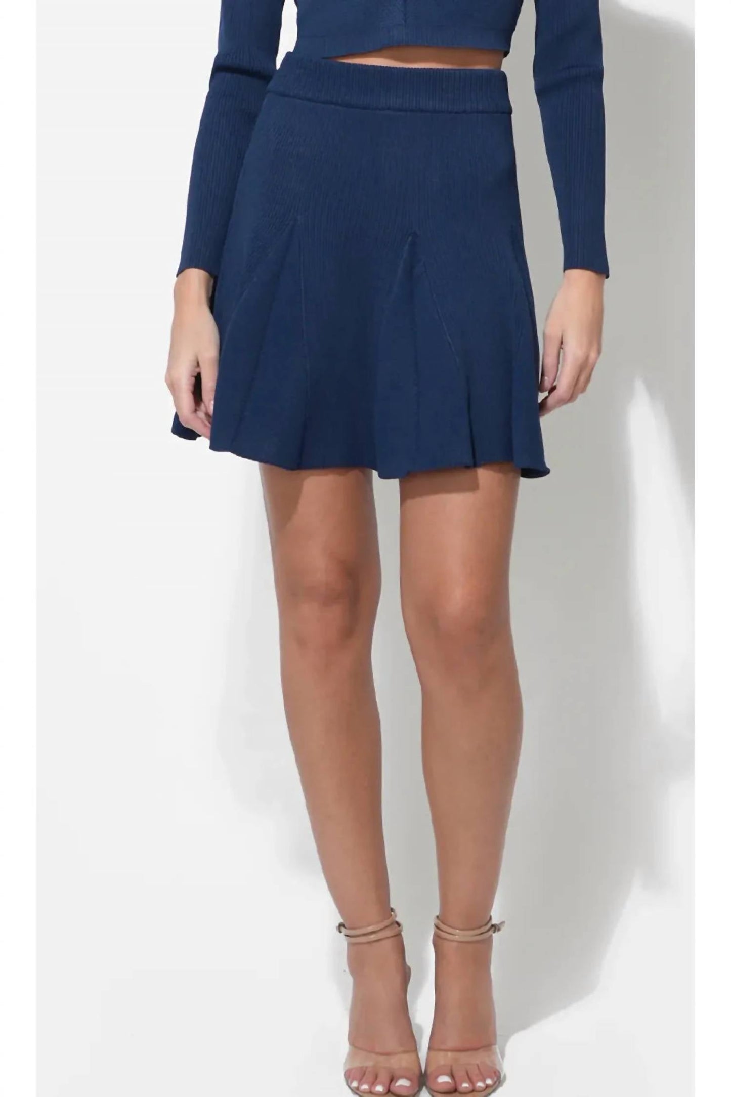 Adelyn Rae - Eleanor Godets Rib Knit Mini Skirt
