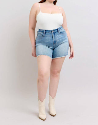 Judy Blue - High Waist Western Embroidery Detail Cut Off Denim Short