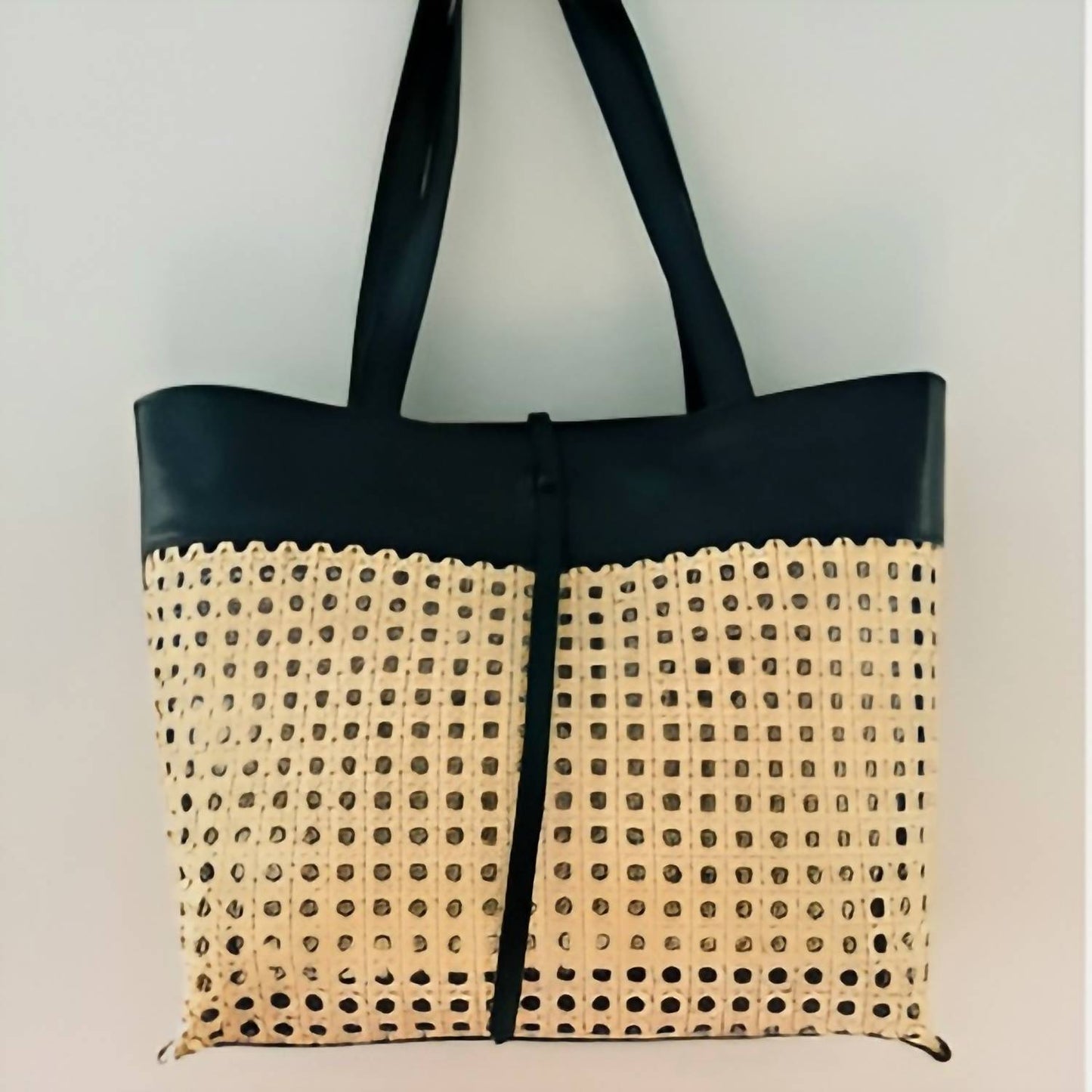 The Winding Road - Cane Weave Tote Medium Leather Trim Bag