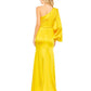 Ieena For Mac Duggal - Yellow One Shoulder Bishop Sleeve Trumpet Gown