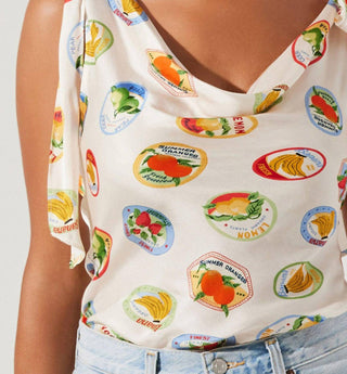 Astr - Allexina Satin Tie Shoulder Top