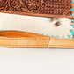 American Darling - Women's Tooled Leather With Cowhide Stitch Crossbody Bag