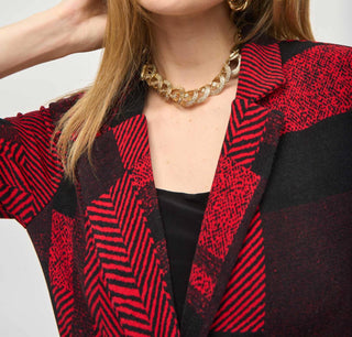 Joseph Ribkoff - Sweater Knit Patchwork Print Long Blazer