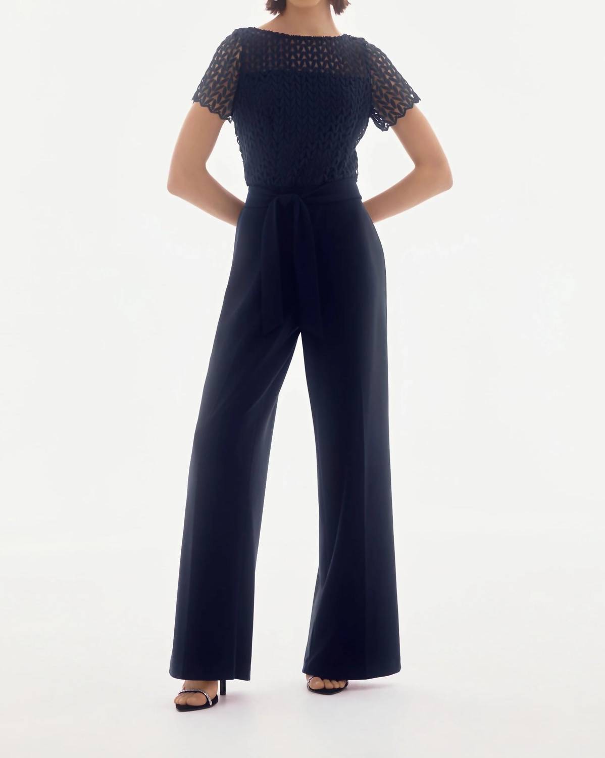 Joseph Ribkoff - Lace Top Belted Jumpsuit