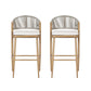 Outdoor Bar Height Metal Frame Counter Stools with Scallop-Shaped Backrest & Water-Resistant Cushions