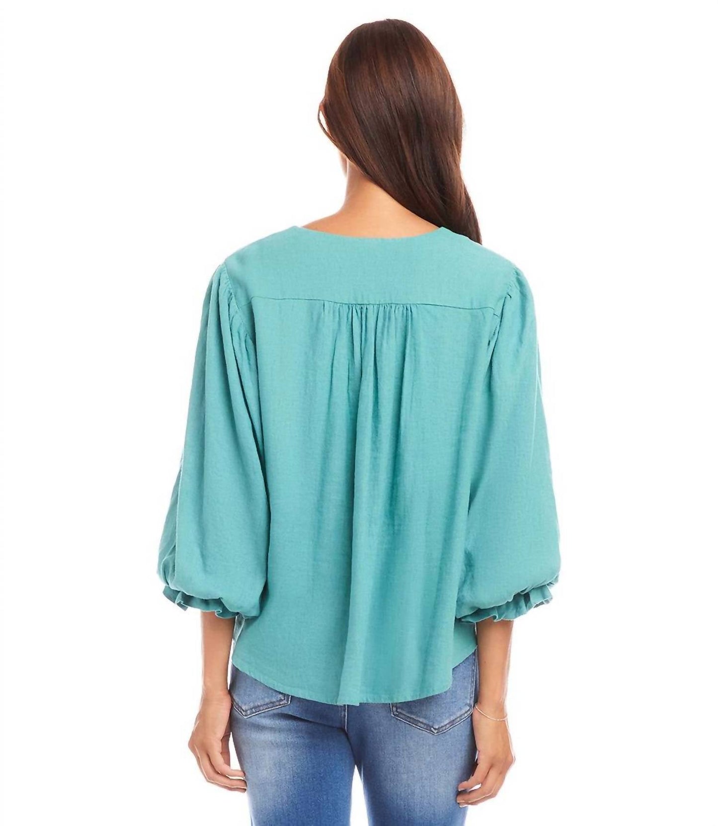 Karen Kane - Layered Sleeve Shirred Blouse