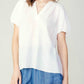 Current Air - Gathered Detail Split-neck Short-sleeve Blouse