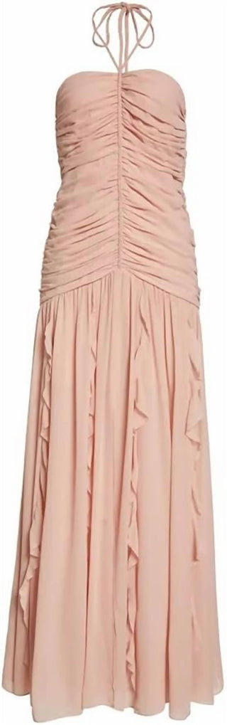 Veronica Beard - Lucine Ruched Silk-crepon Halterneck Maxi Dress
