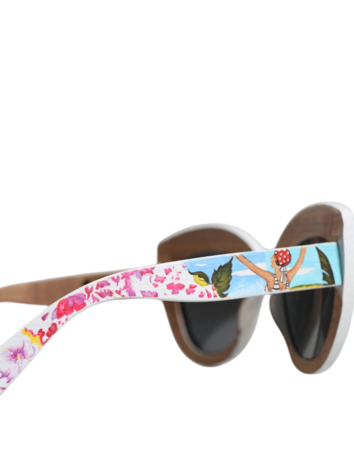 Dolce & Gabbana - Women's Wood Crystal Brass Frame Floral Hand Paint Sunglasses