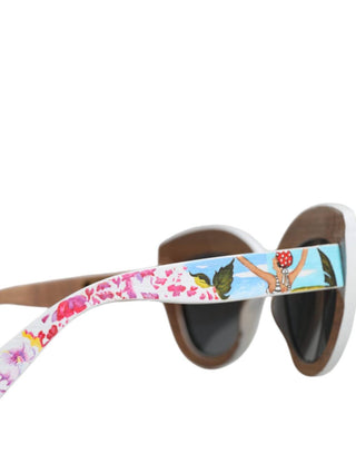 Dolce & Gabbana - Women's Wood Crystal Brass Frame Floral Hand Paint Sunglasses