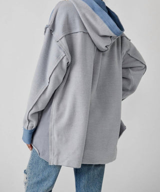 Free People - Corduroy Trim Oversize Hooded Sweatshirt
