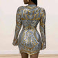 Gaje - Sleek Sequin Long Sleeve Bodycon Mini Dress