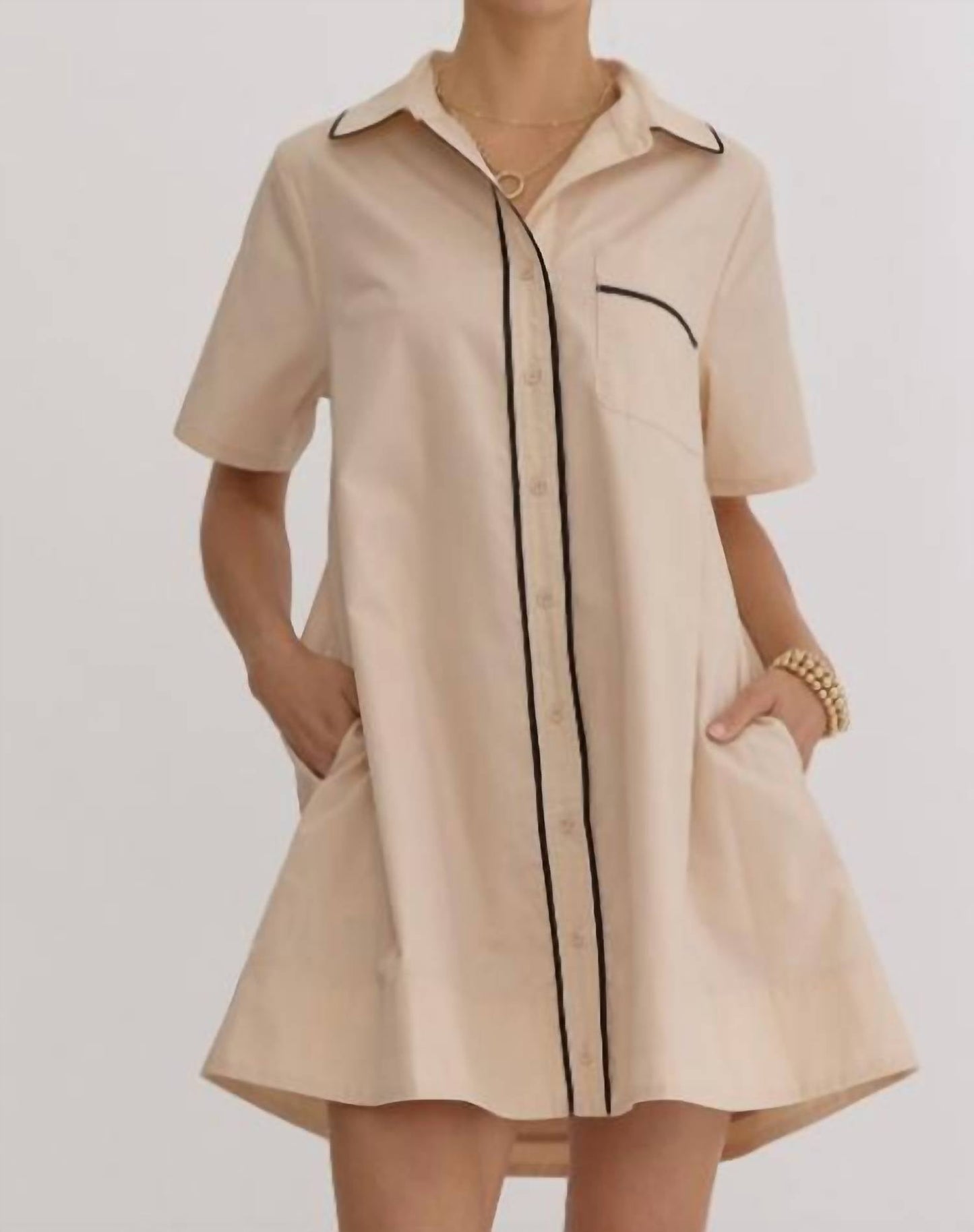 Entro - Neutral Collar Shirt Dress