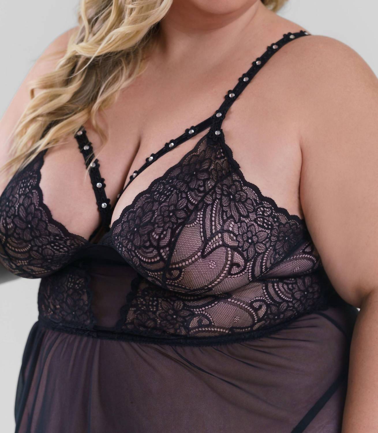 Isayes - Sheer Long Nightwear Gown - Plus