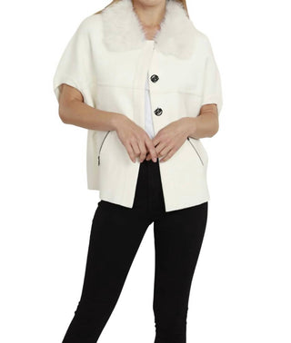 Dolce Cabo - Faux Fur Trim Cardigan