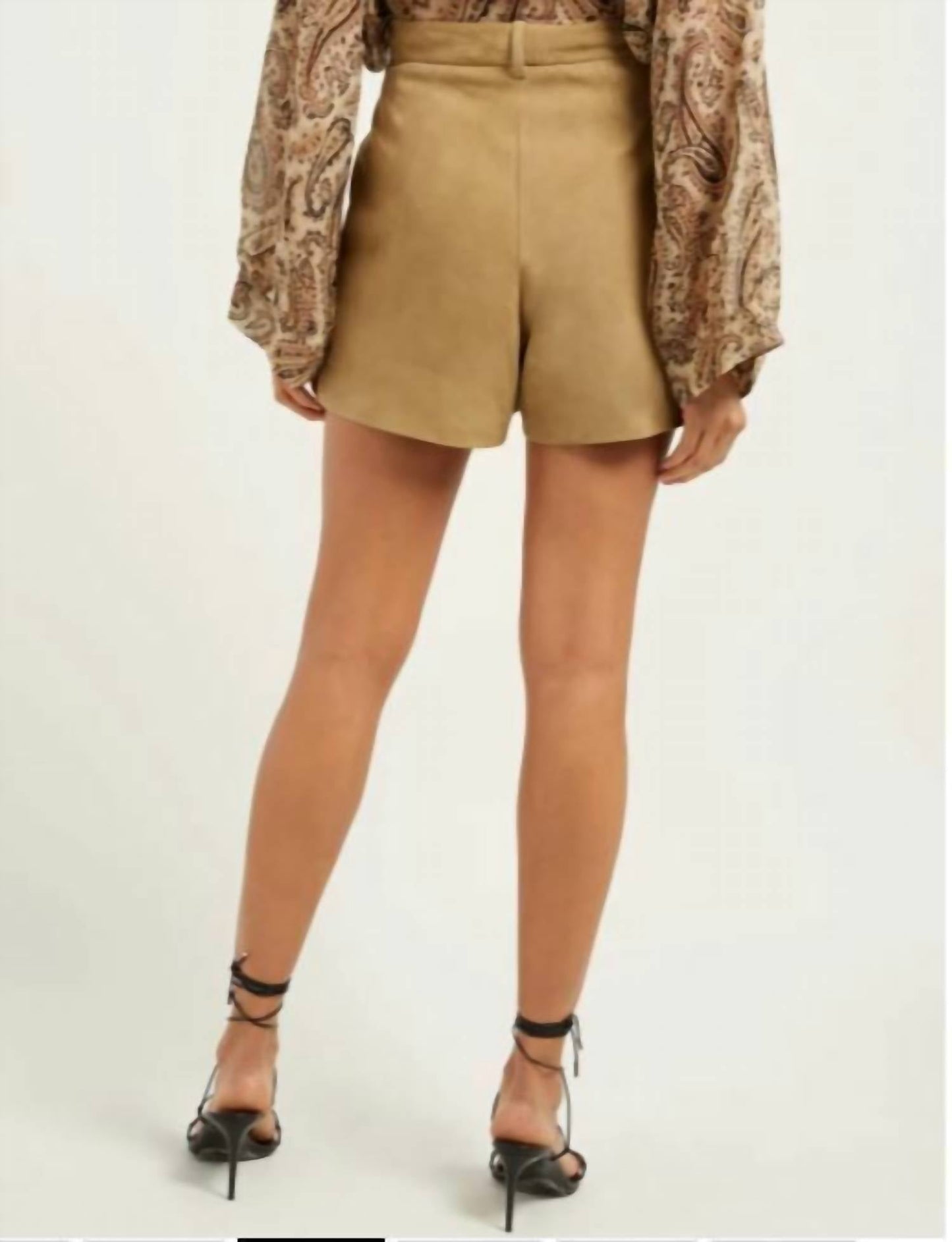 Nili Lotan - Lotan Roxanne Suede Leather High Rise Pleated Shorts