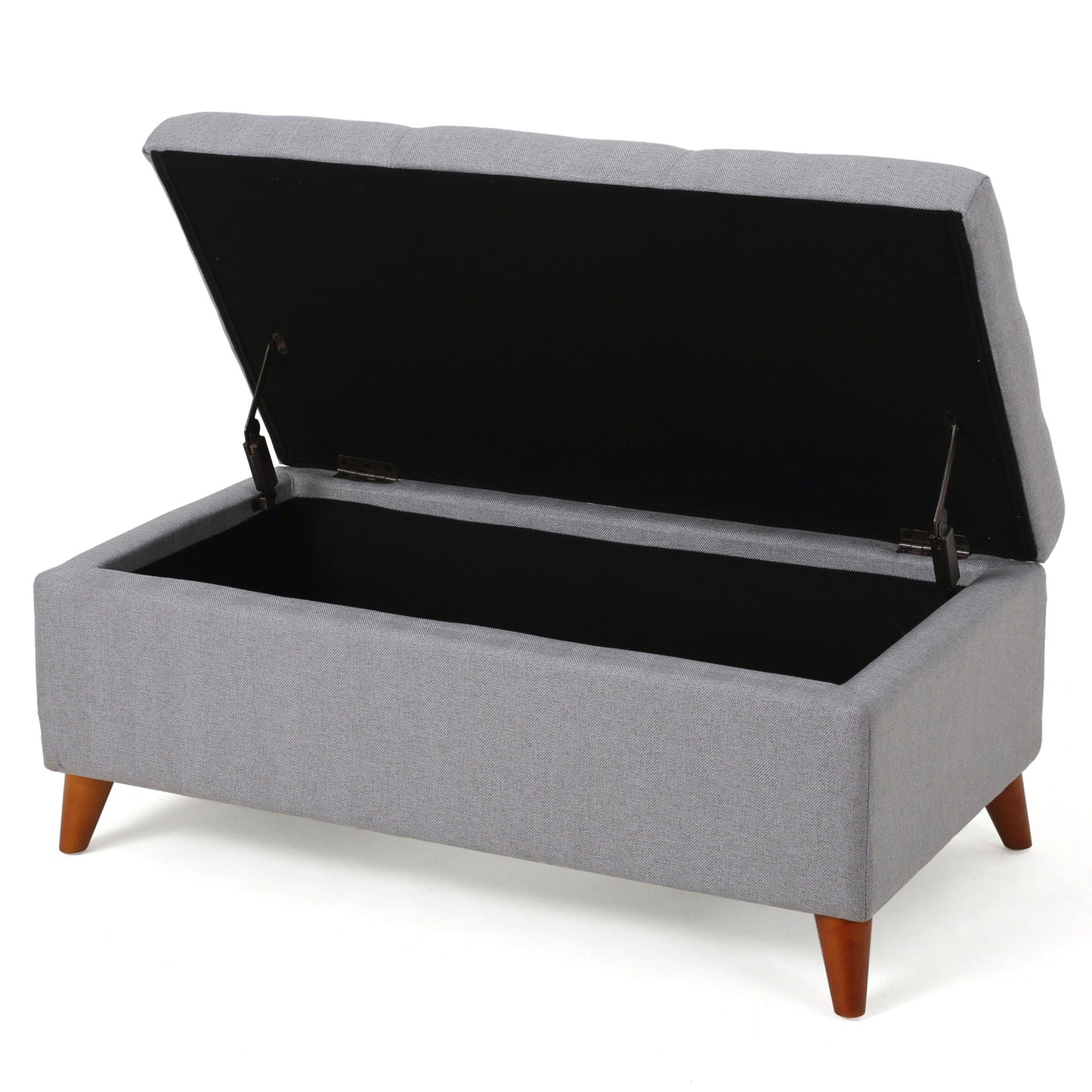 Kinetics Upholstered Storage Ottoman With Lift-Top And Button Tufted Seat - Light Gray
