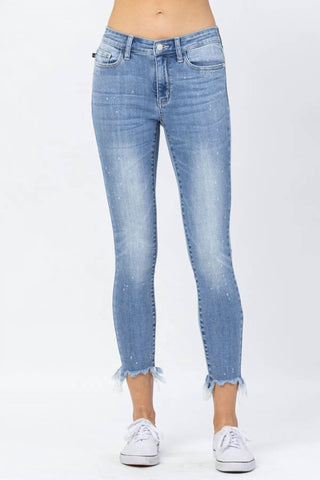 Judy Blue - Bleach Splash Mid-Rise Shark Bite Skinny Jean